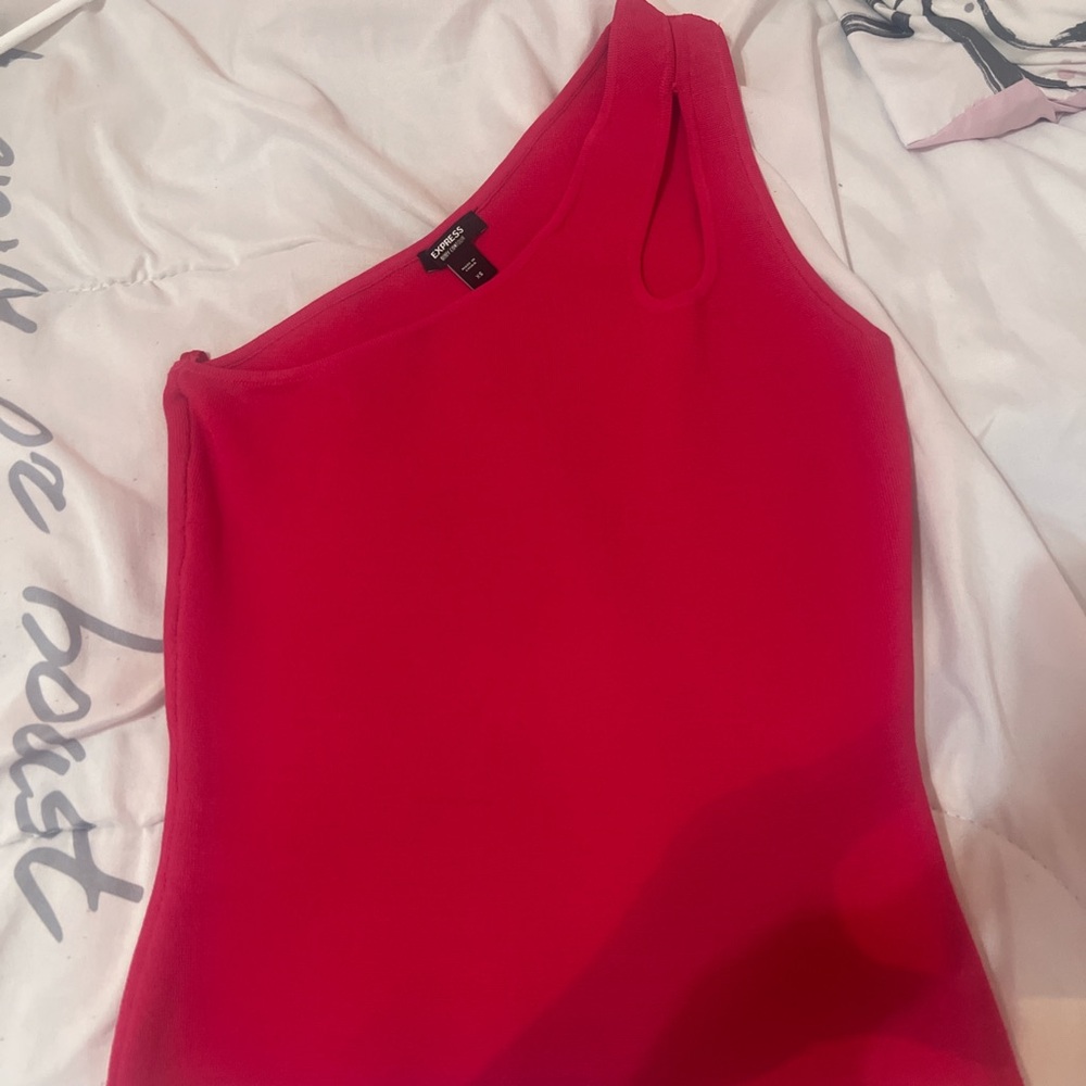 Express hot pink one shoulder top size XS